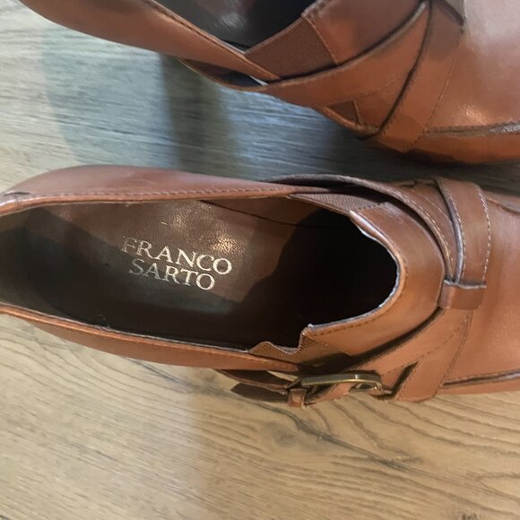 Franco Sarto Women's Brown Leather Slip-on Western Heel Shoe Size: 8M - Picture 2 of 7